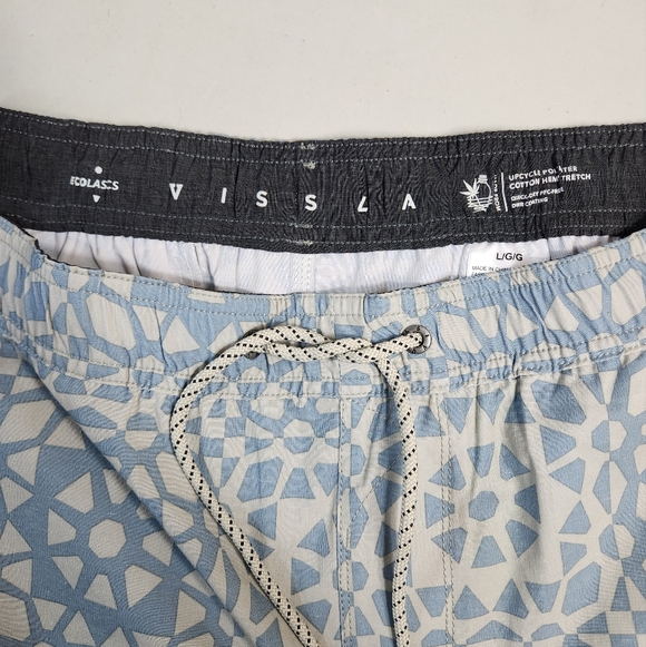 Vissla Mens |L| 16.5" Ecolastics Blue Patterned Board Shorts (NWT) - Picture 7 of 10